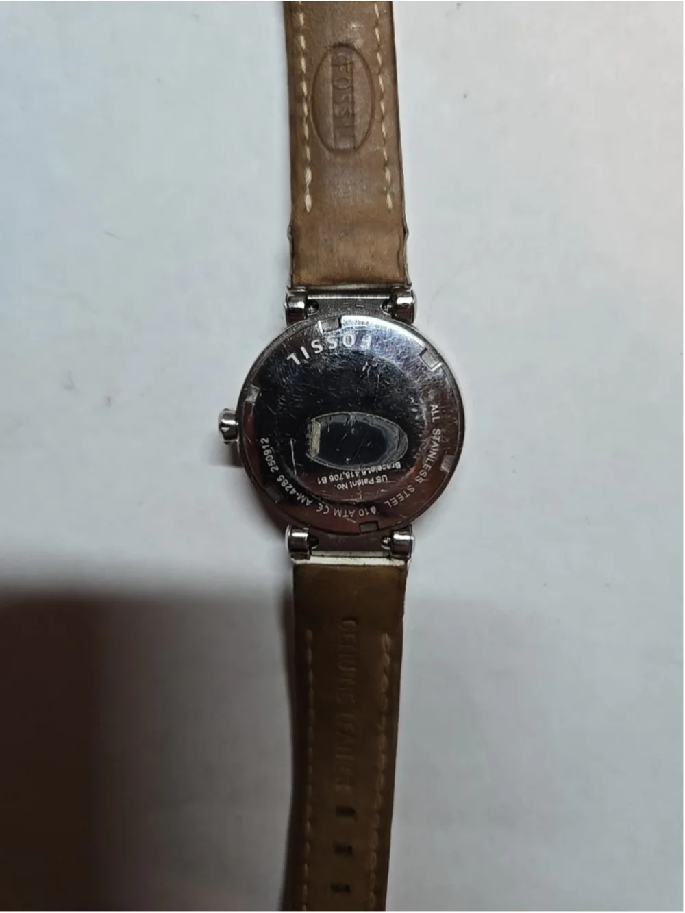 Fossil Women's AM4285 Allie Sport Leather Strap Silver Dial Watch